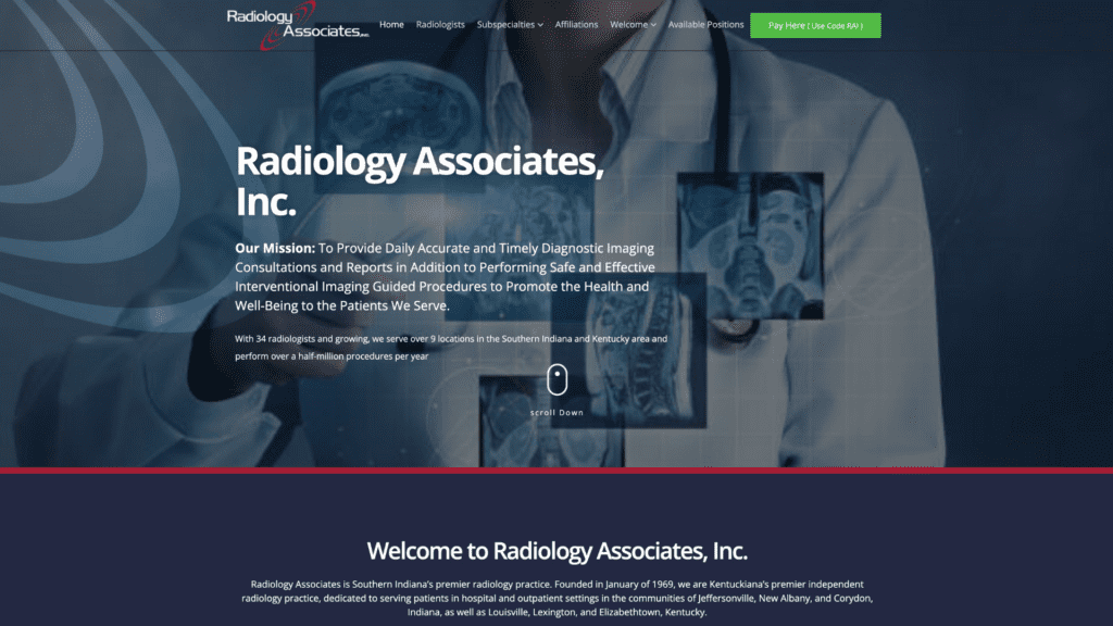 Radiology Associates Website Screen Shot